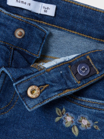 NAME IT Mom Jeans Bella Dark Blue Denim Flower 